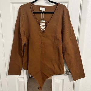 Heyson 2X Boutique Brown Bodysuit